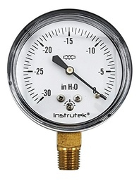[6320030INH2OVAC] Vacuómetro 2.5", baja presión, 1/4" NPT, inferior, 30 in H2O Vac