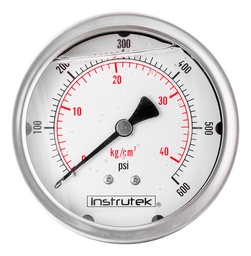 [100310600] Manómetro 4", lleno de líquido (O.E.M.), 1/4" NPT, posterior, 600 psi-kg/cm2