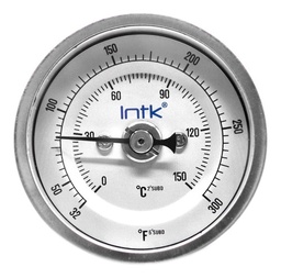 [INTK2011009032300F] 2" Bimetal thermometer, 1/4" NPT, back connection, range 32 to 300 F-C