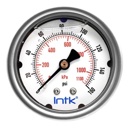 [INTK63310160] 2.5” Liquid filled (O.E.M.), pressure gauge, 1/4” NPT, back connection, 0 to 160 psi-kPa